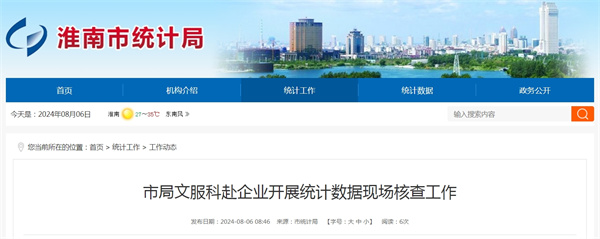 淮南市統(tǒng)計(jì)局文服科赴企業(yè)開展統(tǒng)計(jì)數(shù)據(jù)現(xiàn)場(chǎng)核查工作